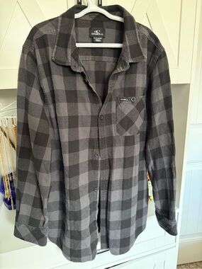 O'Neill Black and Gray Plaid Button-Down Shirt for Kids